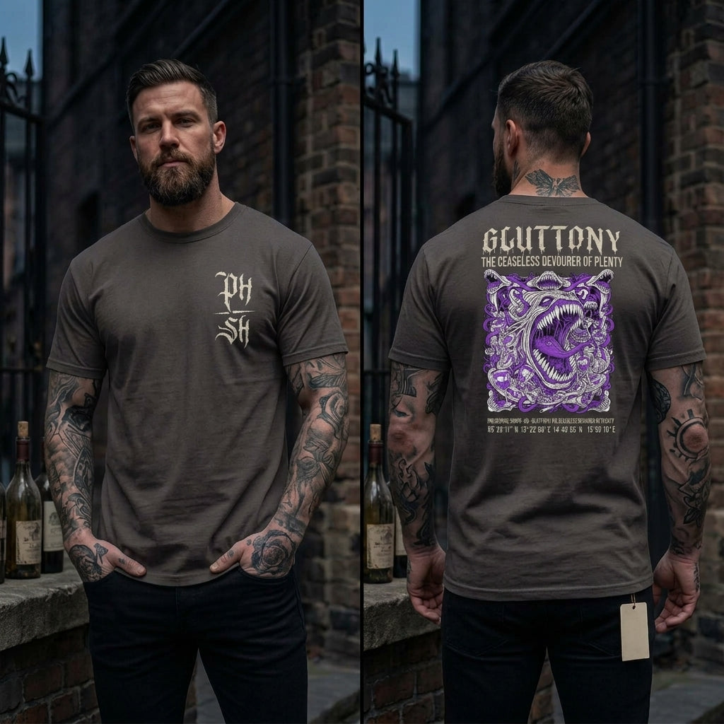 Unisex Heavyweight Garment-Dyed Tee – "Gluttony: The Ceaseless Devourer of Plenty"